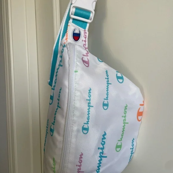 Champion White Logo Print Waist Pack with Teal, Pink, Lime and Orange Accents - Picture 4 of 4